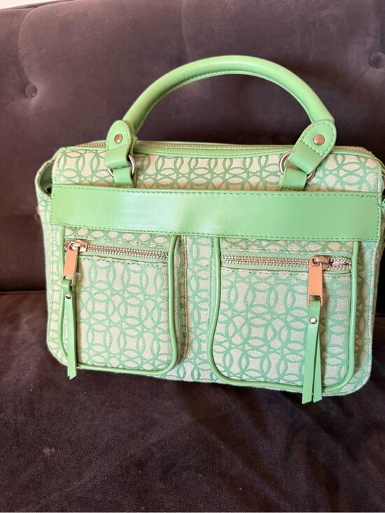 Time and Tru Handbags - Time and Tru Light Green Patterned Satchel